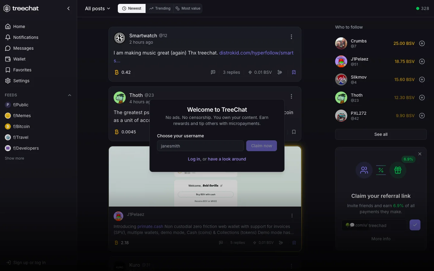 TreeChat, A social network where your audience pays you, not the algorithm